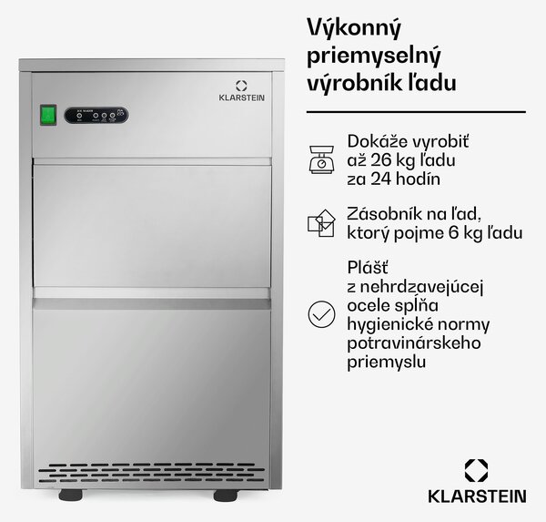 Klarstein Powericer XXL, výrobník ľadu, priemyselné zariadenie na výrobu kociek ľadu, 160 W