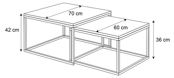 KONFERENČNÝ STOLÍK BELLA 2v1 ČIERNY LESK + ČIERNY 60 / 70 cm