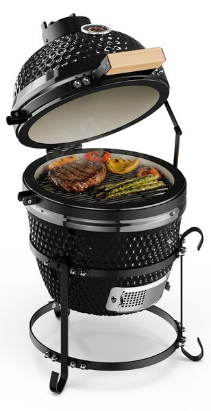 Klarstein Princesize, kamado gril, keramický, 11", údenie, BBQ, pomalé varenie, čierny