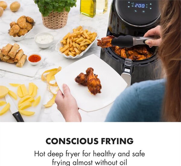 Klarstein AirVital, teplovzdušná fritéza, 1300 W, 2,5 l, nepriľnavý povrch CeraPlus, dotykové ovládanie, čierna
