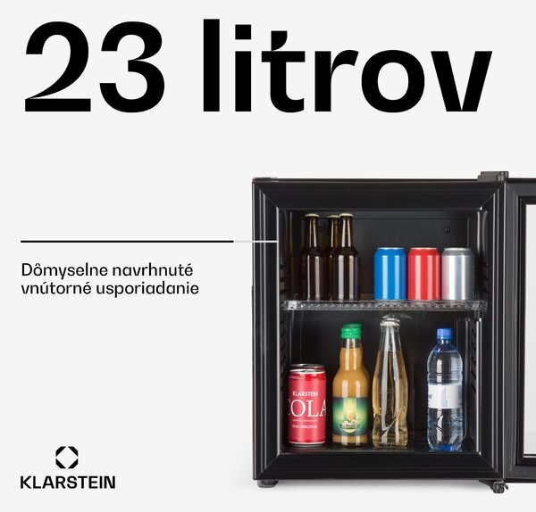 Klarstein Brooklyn 23, mini chladnička, sklenené dvierka, LED osvetlenie, police