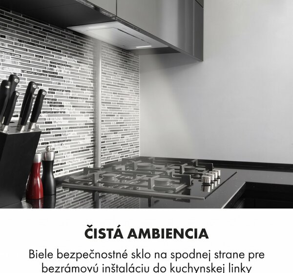 Klarstein Hektor, digestor, 52 cm, vstavaný, 467 m³/h, LED, dotykové ovládanie, sklo, biely