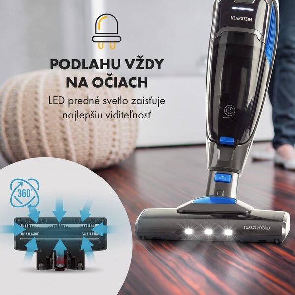 Klarstein TurboHybrid, vysávač, podlahový a ručný vysávač, antracitovo/modrý