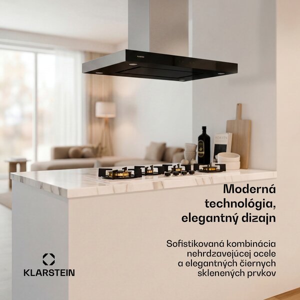 Klarstein Valeria ostrovný digestor 90 cm 642 m³/h odsávanie Touch LED sklo nerez
