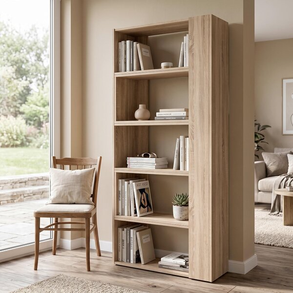 REGÁL, dub sonoma, 82-146/180/35 cm - Regály