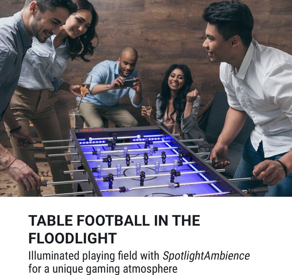 KLARFIT Arrowhead, stolný futbal, 117 x 68, LED osvetlenie, automatické počítanie gólov, čierny