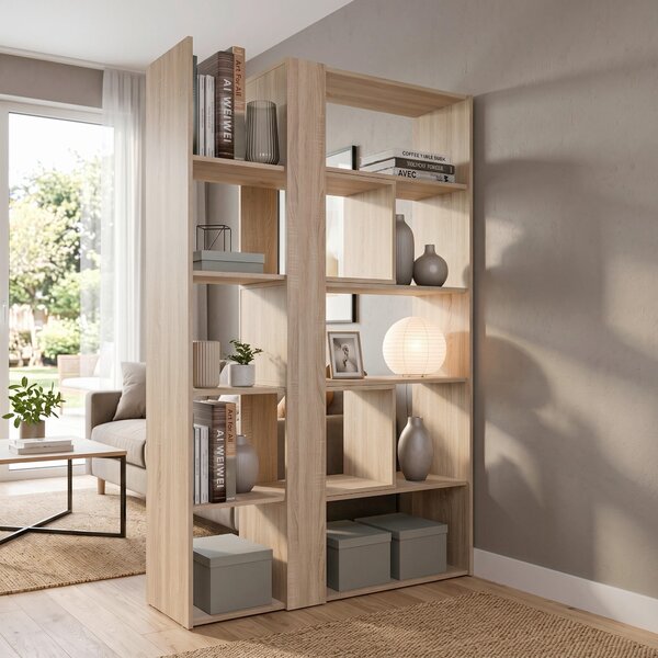 REGÁL, dub sonoma, 82-146/180/35 cm - Regály