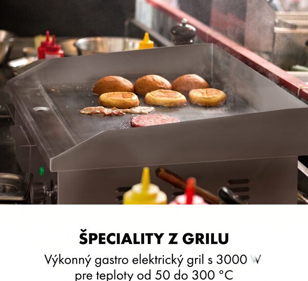 Klarstein Grillmeile 3000G, elektrický gril, 3000 W, grilovacia platňa 54,5 x 35 cm, hladký