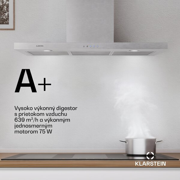 Klarstein Limelight, digestor, 90 cm, nástenný, 640 m³/h, strieborný