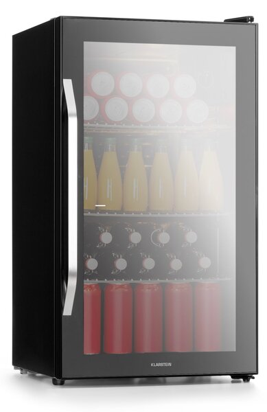 Klarstein Beersafe XXL Onyx, chladnička, energet. trieda E, 3 kovové police, panoramatické sklenené dvierka