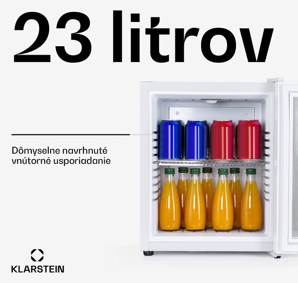 Klarstein Brooklyn 23, mini chladnička, sklenené dvierka, LED osvetlenie, police