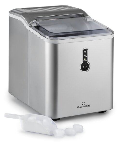 Klarstein Chillout, výrobník ľadu, oblé kúsky ľadu, 12 kg/24 h, nádrž 1,5 l, strieborný