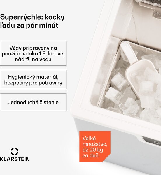 Klarstein Icefestival Cube, výrobník ľadu, 195 W, nádrž 1,9 l, 20 kg/24 h