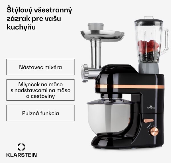 Klarstein Lucia Elegance, kuchynský robot, mixér, mlynček na mäso, 1800 W, bez BPA