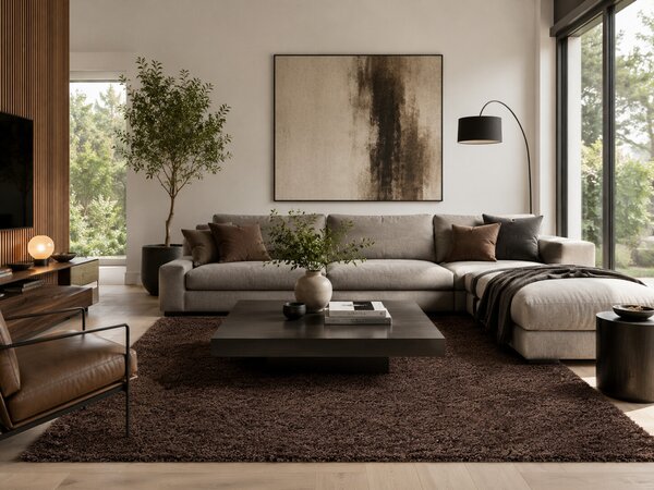 Ayyildiz , Kusový koberec Life Shaggy 1500 brown, 140x200, hnedá, obývacia izba