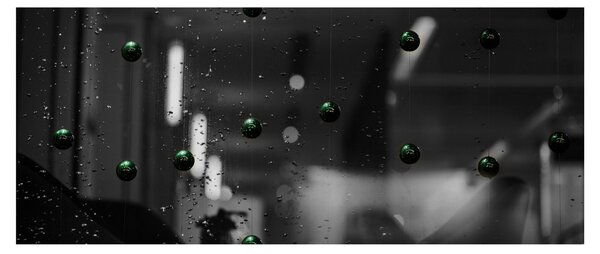 Abstraktný obraz - zelené guličky (120x50 cm)