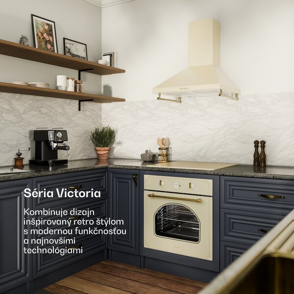 Klarstein Victoria, digestor, 60 cm, nástenný, 630 m³/h, LED, retro dizajn, čierny