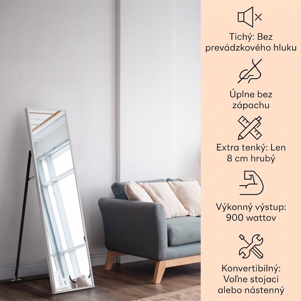 Klarstein La Palma 900 smart, infračervený ohrievač, 40 x 160 cm, 900 W, zrkadlový stojan