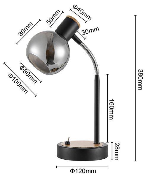 STOLNÁ LAMPA, E14, 12/38 cm Novel - Interiérové svietidlá