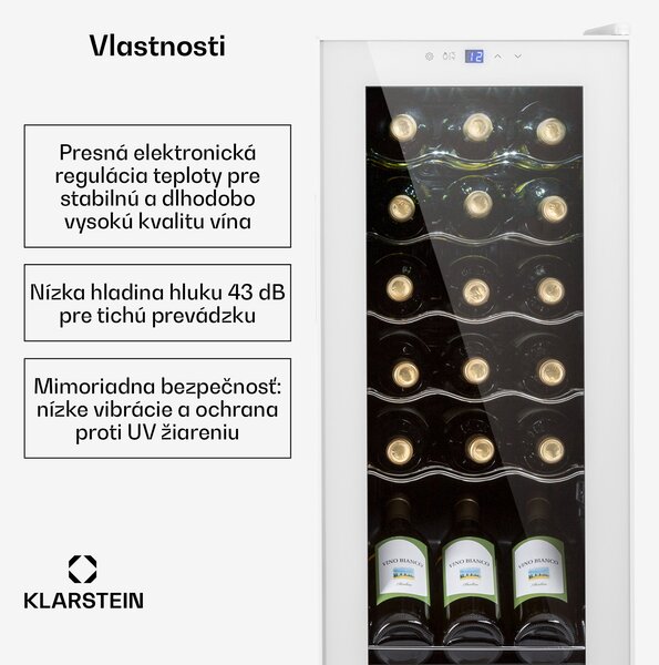 Klarstein Shiraz 18 Slim Uno, vinotéka, 50 l, 18 fliaš, 5-18°C, dotykový ovládací panel