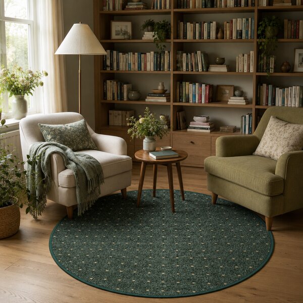 Condor Carpets , Kusový koberec Udinese zelený kruh, 120x120 (priemer) kruh, zelená, chodba / predsieň