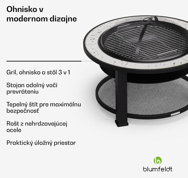 Blumfeldt Merano Circolo 3 v 1, ohnisko s funkciou grilu, dá sa použiť ako stôl, priemer 87 cm
