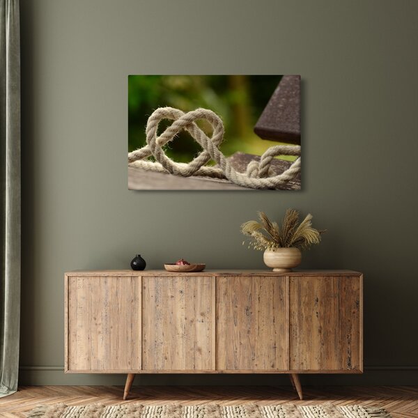 Obraz srdce z lana (90x60 cm)