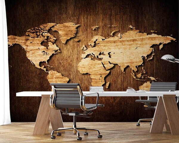 Fototapeta Mapa sveta na dreve Materiál: Vliesová, Rozmery: 100 x 70 cm