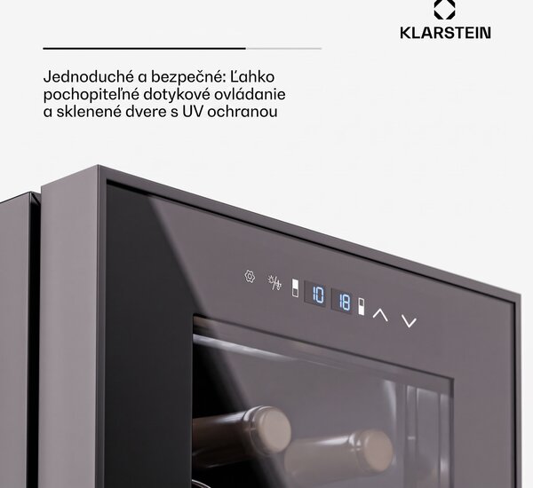 Klarstein Shiraz 27 Duo, chladnička na víno, 2 zóny, 83 l/27 fliaš, 5-18 / 5-18 °C, dotykové ovládanie