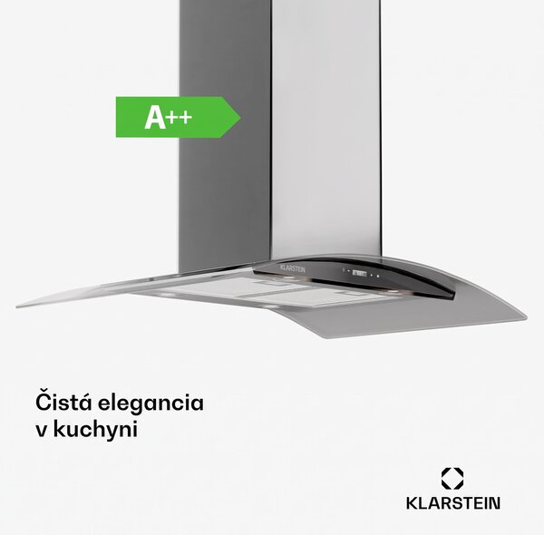 Klarstein Colette, digestor, 90 cm, 601 m³/h, energetická trieda A, ušľachtilá oceľ, strieborný