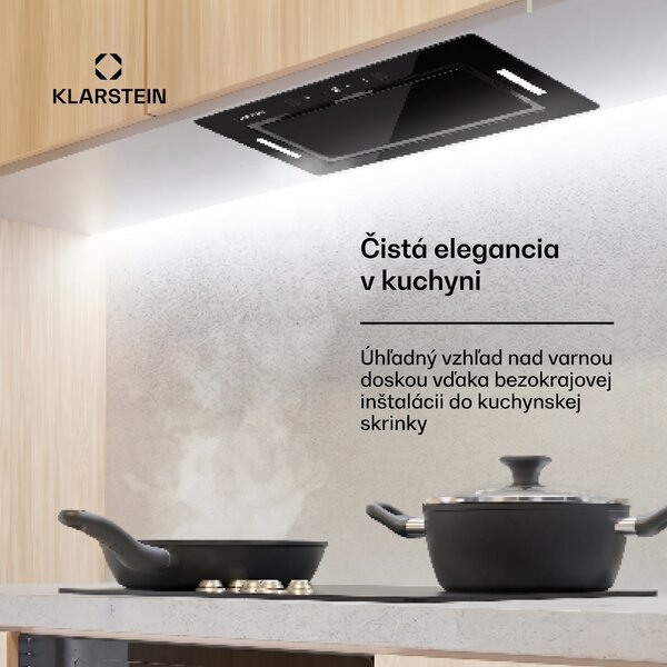 Klarstein Hektor Eco, digestor, 52 cm, 466 m³/h, dotykové ovládanie, sklo