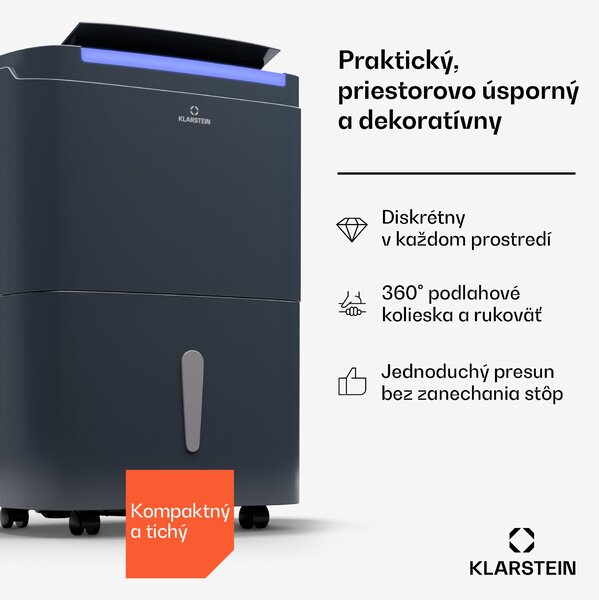 Klarstein DryFy Connect 40 Smart, Odvlhčovač, WiFi, Kompresia, 40l/d, 60-70m²