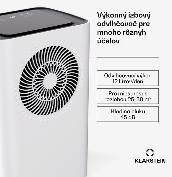 Klarstein CircleDry Smart 12 L odvlhčovač, 12 L/deň, 260 W, 25-30m², WiFi, časovač, filter