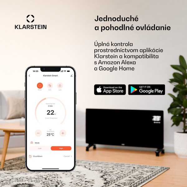 Klarstein Wonderwall Air Smart 770, infračervený ohrievač, 60 x 120 cm, 770 W, aplikácia