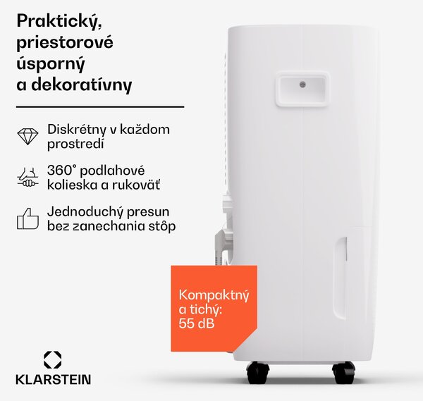 Klarstein DryFy Pro Connect Smart, Odvlhčovač vzduchu, WiFi, Kompresný, 60l/24h, 45-65m²