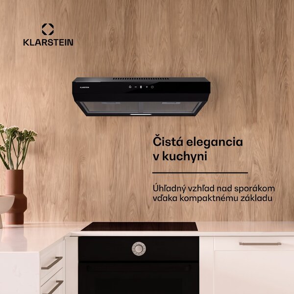 Klarstein Contempo Neo, digestor, podskrinkový, recirkulácia, 199 m³/h, SenseControl, integrované dotykové ovládanie, nehrdzavejúca oceľ / akrylátové sklo