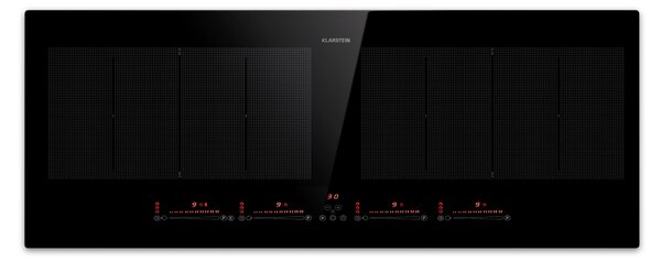 Klarstein Masterzone 90 Slim Flex, indukčná varná doska, max. 7200 W, vstavaná, 4 zóny, 2 Flex zóny, technológia ThermoBoost, Smart Flex