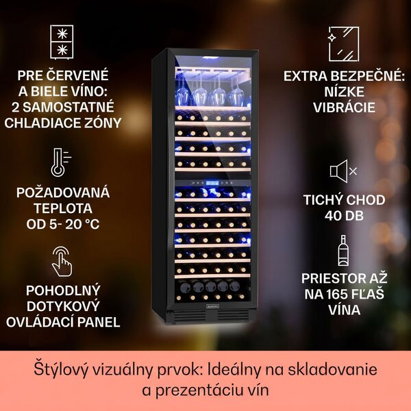 Klarstein Vinovilla Onyx Grande Duo, vinotéka, 425 l, 162 fliaš, 3-farebné LED osvetlenie, čierna