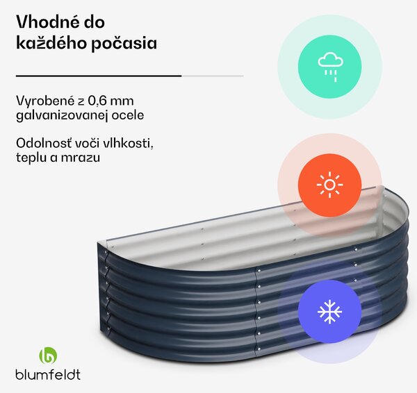 Blumfeldt High Grow Extended, vyvýšený záhon, 150x43x60 cm, z vlnitého oceľového plechu, jednoduchá montáž, odolný voči hrdzi a mrazu