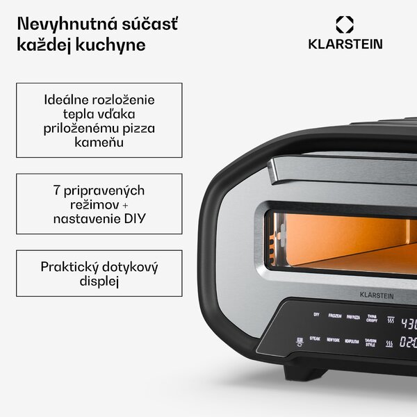 Klarstein PizzaForno elektrická pec na pizzu s výkonom 1 700 W, 7 programov + pamäťová funkcia, digitálny displej
