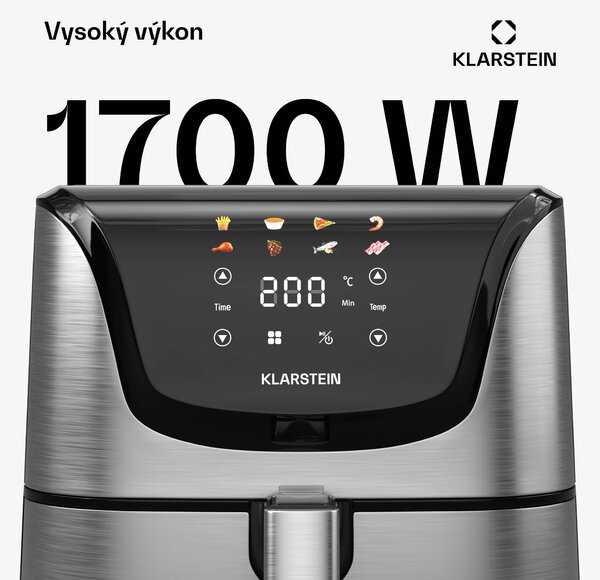 Klarstein AeroVital Deluxe teplovzdušná fritéza, 1700 W, 8 programov, vrátane príslušenstva, 200°C, Časovač