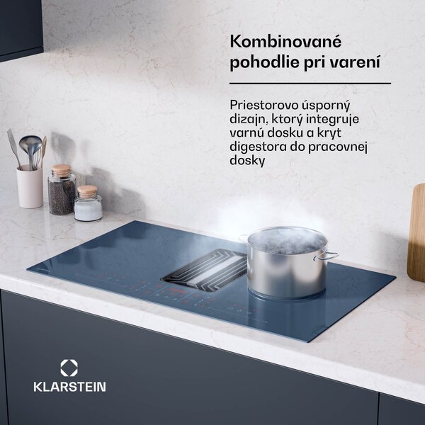 Klarstein AirJet FlexPro Down Air System, Indukčná doska + digestor, Flexi zóna, Booster