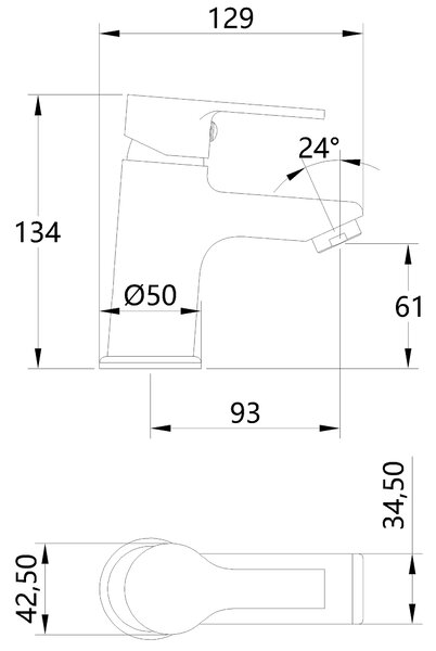 Invena Bralos, umývadlová batéria h-134, chrómová, INV-BU-07-001-A