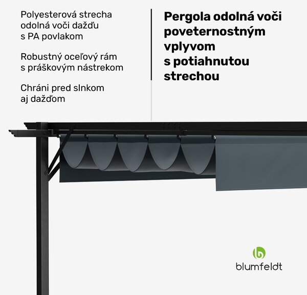 Blumfeldt Pantheon Robust Pergola, 3x3 m práškovo lakovaná oceľ odolná voči poveternostným vplyvom