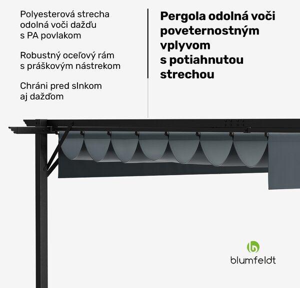 Blumfeldt Pantheon Robust Pergola, 3x4 m práškovo lakovaná oceľ odolná voči poveternostným vplyvom