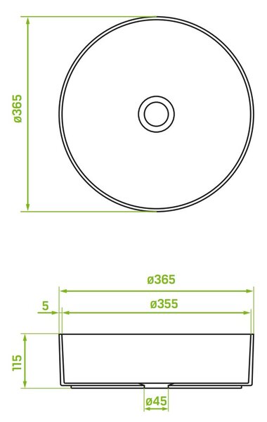 Laveo Desna, keramické umývadlo na dosku 360x360x120 mm, čierna matná, LAV-VUD_B236