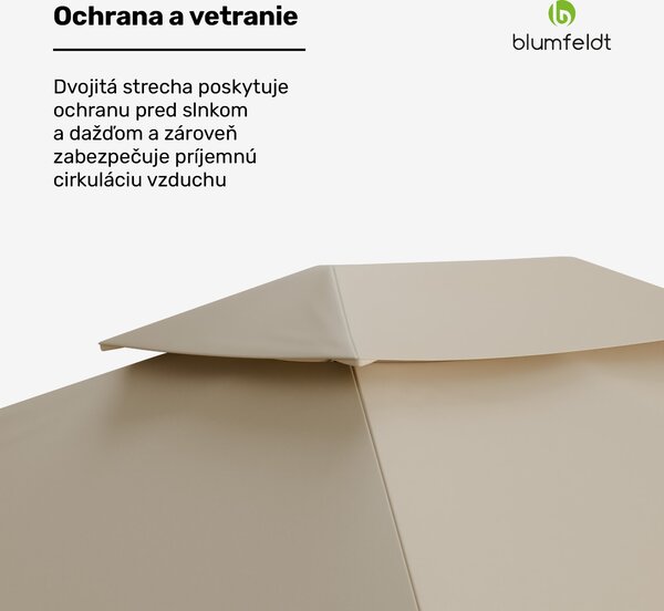 Blumfeldt Grandezza Cortina záhradný altánok 3x4 m, odolný voči poveternostným vplyvom, prášková farba, bočné rolety