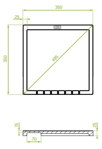 Laveo Halvo, granitový odkvapkávač 350x350x25 mm, šedá, LAV-OBA_501T