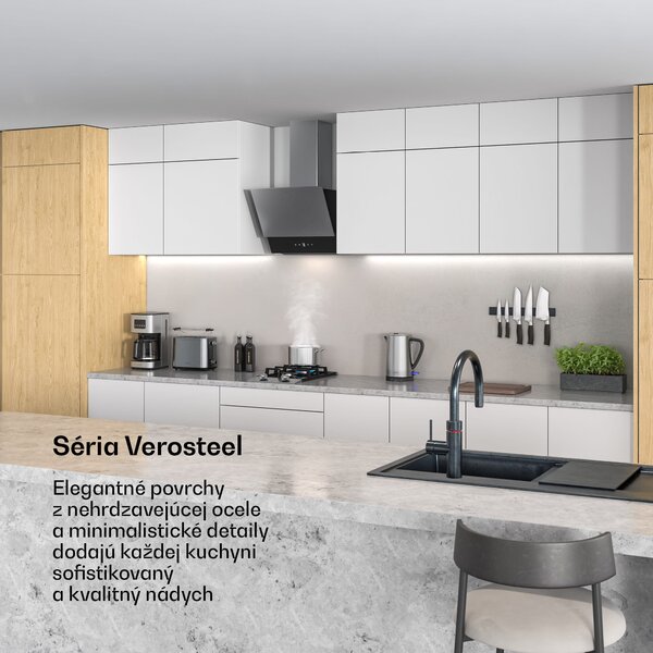 Klarstein Verosteel digestor | Elegantný, minimalistický, výkonný | Trieda energetickej účinnosti A | 624 m³/h | 45 cm