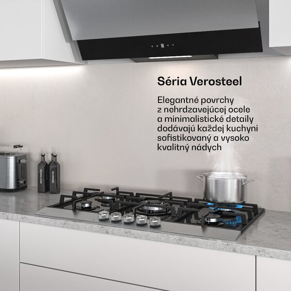 Klarstein Verosteel plynová varná doska | 5 horákov | elektrické zapaľovanie | kompatibilná s zemným plynom a LPG | 10400 W | 90 cm